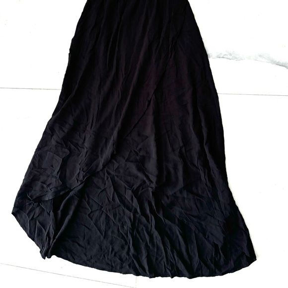 RIO de JAS Black Off The Shoulder Linen Blend Split Front Midi Dress Size Medium - Picture 10 of 12